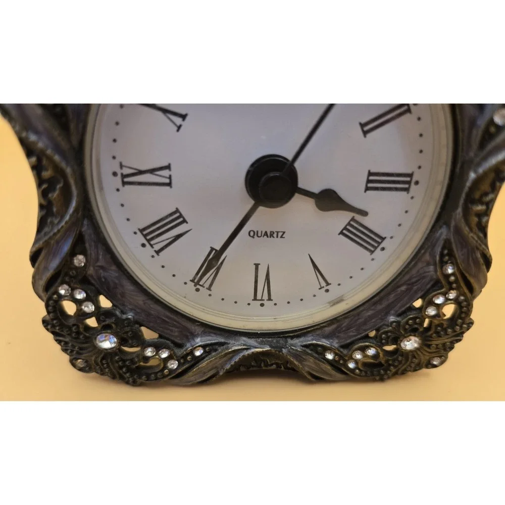 Vintage Desk Clock, Metal, Quartz 19oo